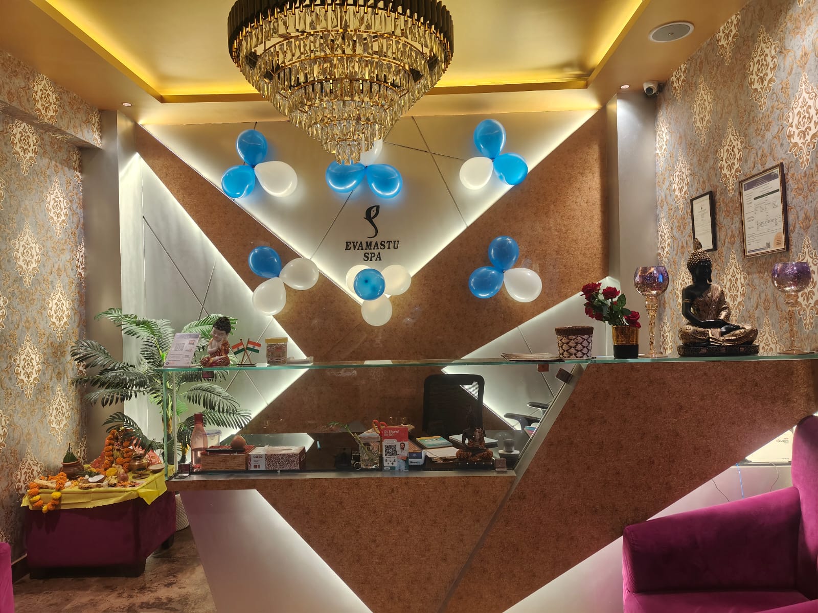 Elegant candlelit massage treatment room